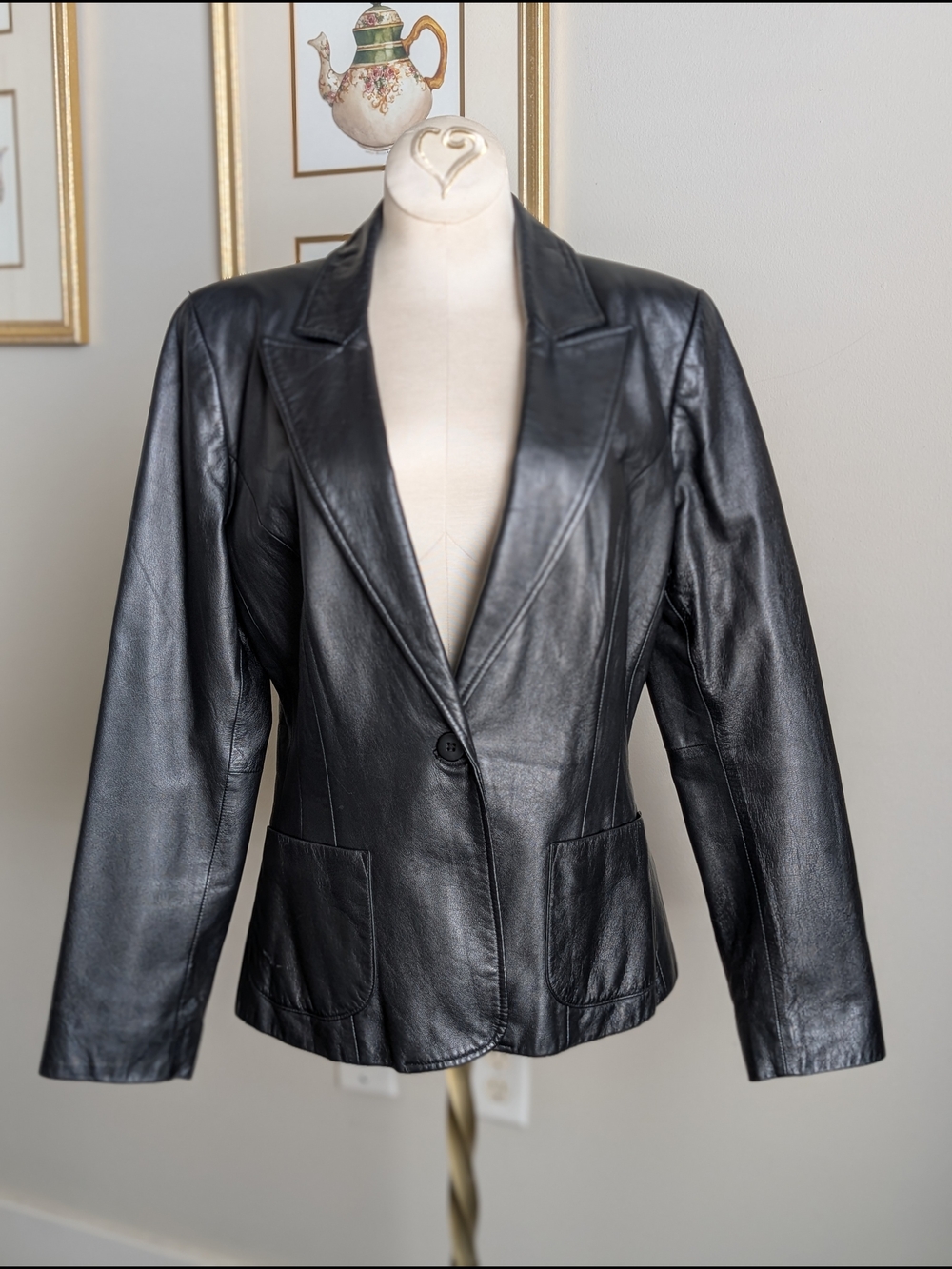 The Limited Black Genuine Leather Single-Button Jacket Fall/Winter size 8